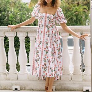 Hill House Matilda Dress in Red vine stripe